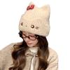 Internet Celebrity Cute Cat Knitted Wool Hat Women's Autumn and Winter Warm Ear Protection Pullover Hat Outdoor Versatile Cold Hat