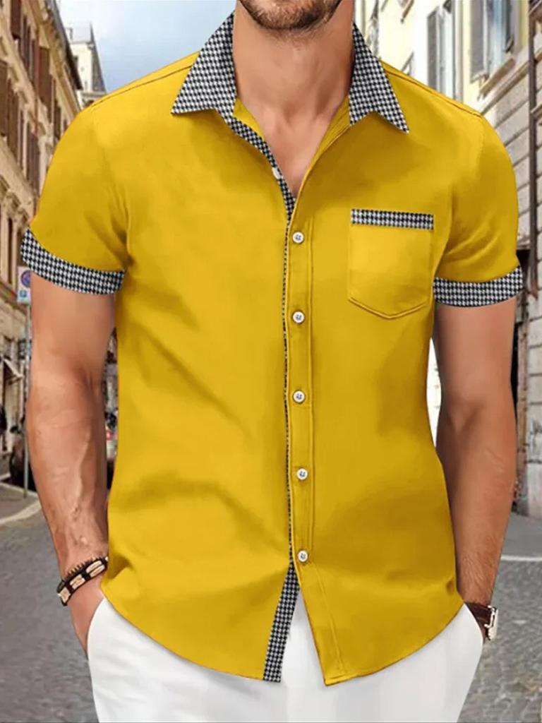 Herren Casual Kurzarmhemd Mode Umlegekragen Hawaiianischer Stil Herrenhemd