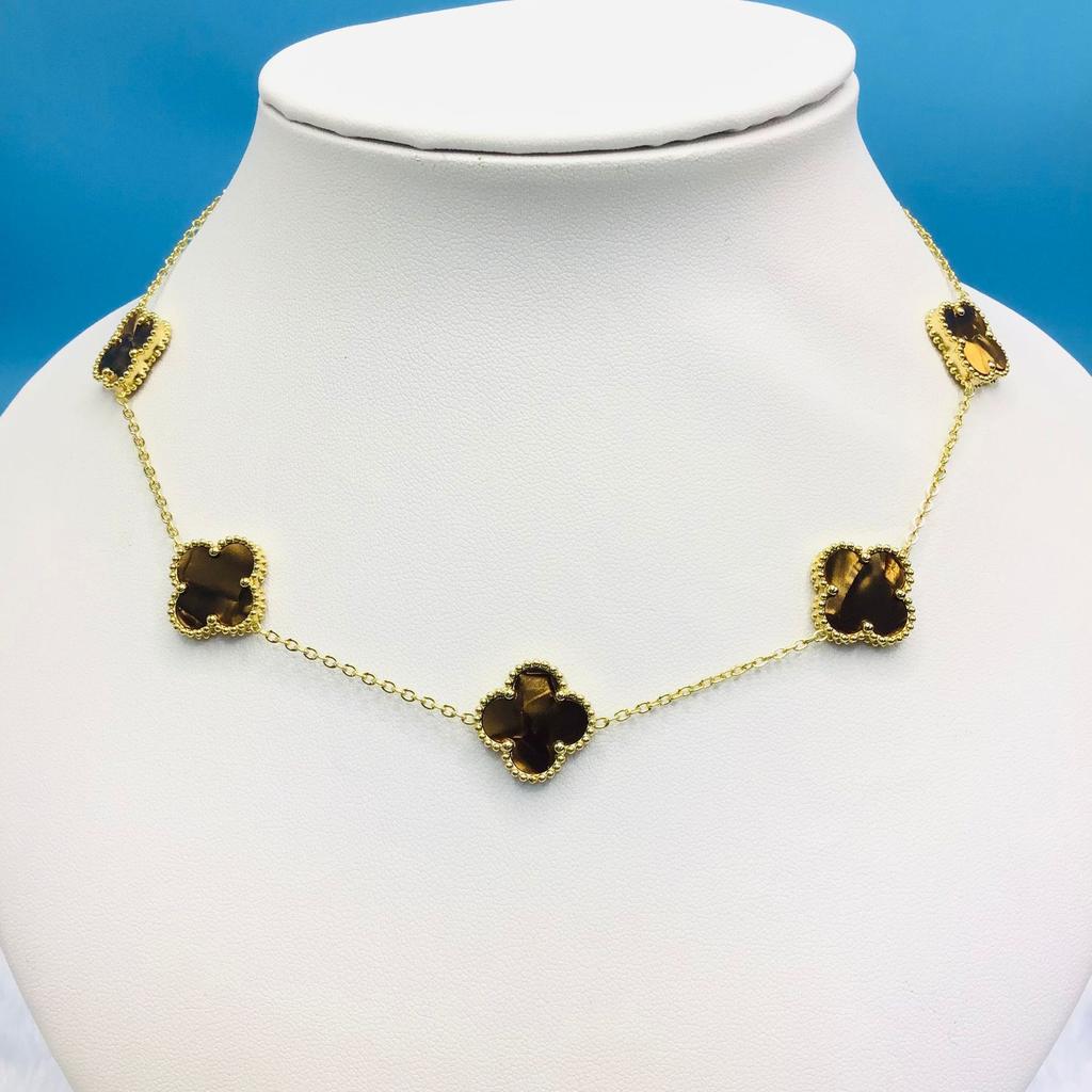 Titanium Steel 15Mm Clover 18K Five Flower Necklace Double Sided Lucky Four Leaf Clover Side Slotted Necklace