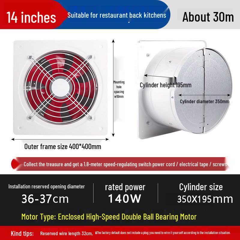 Powerful Silent Kitchen Window Exhaust Fan – Metal Square Oil & Smoke Extractor