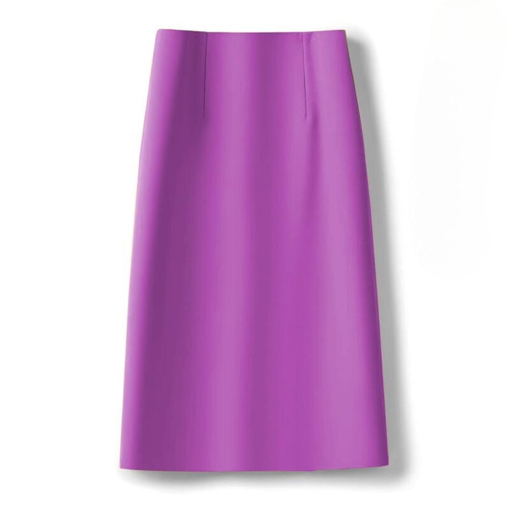 Women's High Waist A-Line Midi Skirt Non-Stretch Commuter Suit Skirt With Back Slit