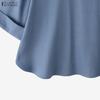 ZANZEA Blusa Casual de Mujer de Manga 3/4 Suelta Lisa con Cuello Redondo