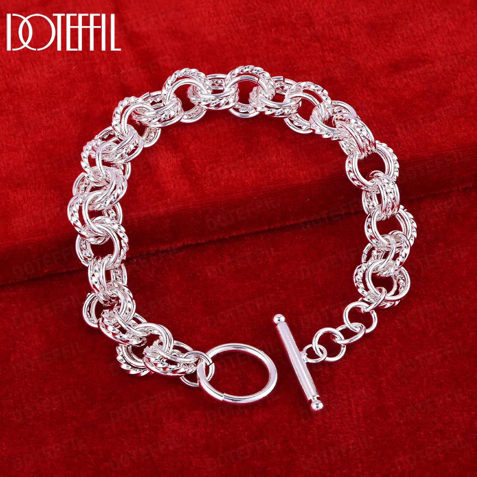 925 Sterling Silver Fashion Bracelet Men Women Gift Wedding Jewelry