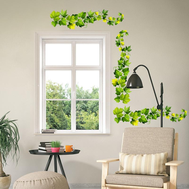 Naklejka Ścienna Samoprzylepna Zdejmowalna Zielona Roślina Pnącze Liście Naklejka Ścienna do Salonu Sypialni Dekoracji Domu