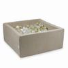 Dry Pool 90x90x40cm Velvet Soft Beige with 400 Balls: Transparent, White, Pearl, Light Gold, Opalescent