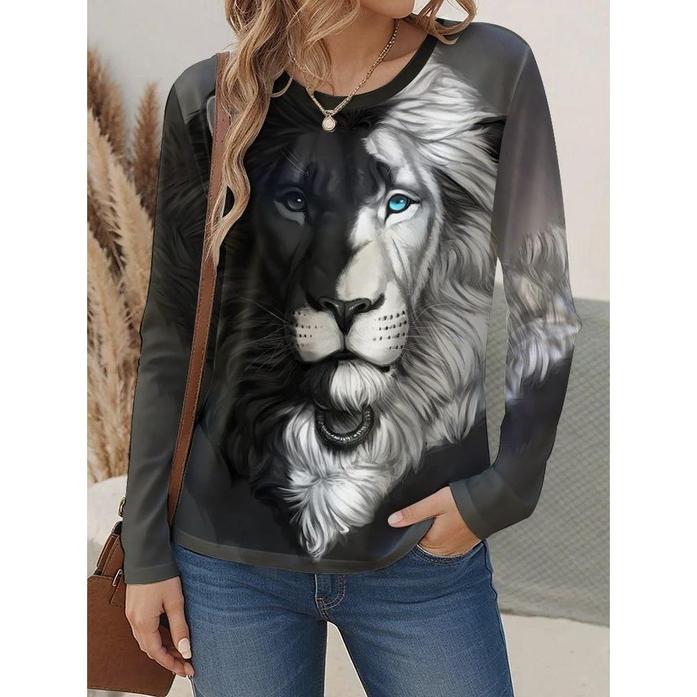 Autumn Leopard Print Long Sleeve T-Shirt Women's Casual T-shirts Fashion Oversized Tops Tees Streetwear Female Clothing