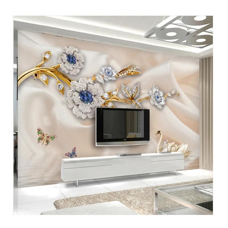 

3D Роскошные обои Европейский лебедь Цветочные украшения Фреска ТВ фон Настенная роспись Гостиная Обои Декор 200 cm(W) x 140 cm(H)