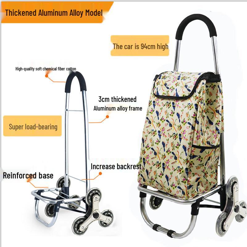 Folding 3-Wheel Stair Climbing Shopping Cart
