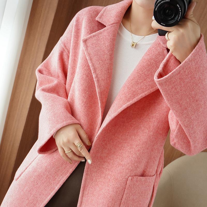 Autumn and winter new double-sided woolen cashmere coat women's medium and long fashion loose wool coat women's clothing