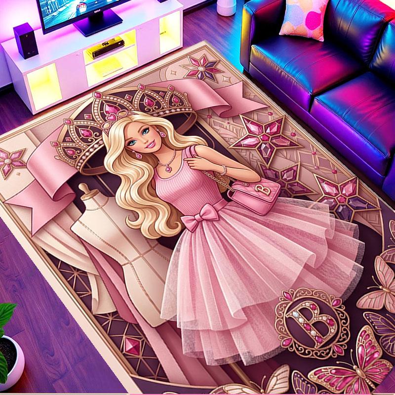 Barbie Print Rug, Washable Floor Carpet, For Entryway Dorm Laundry Room Office Study, Home Decor Birthday Christmas Gift
