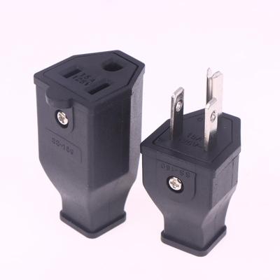1/2 st USA Trestiftigt Eluttag Ledningsdragning Elektriskt Uttag AC-Uttag Plugg Svart 125V 15A USA Hane Honkontakt
