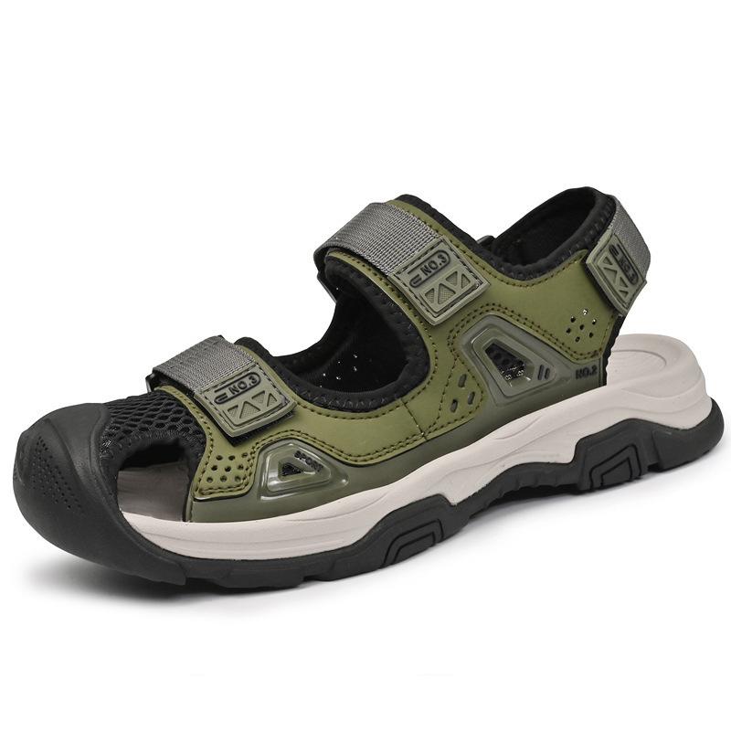 Sandals Men's 2025 Summer Breathable Outdoor Hollow Baotou Beach Shoes Men's Soft Bottom Mesh Lightweight External Wear Cool Slippers