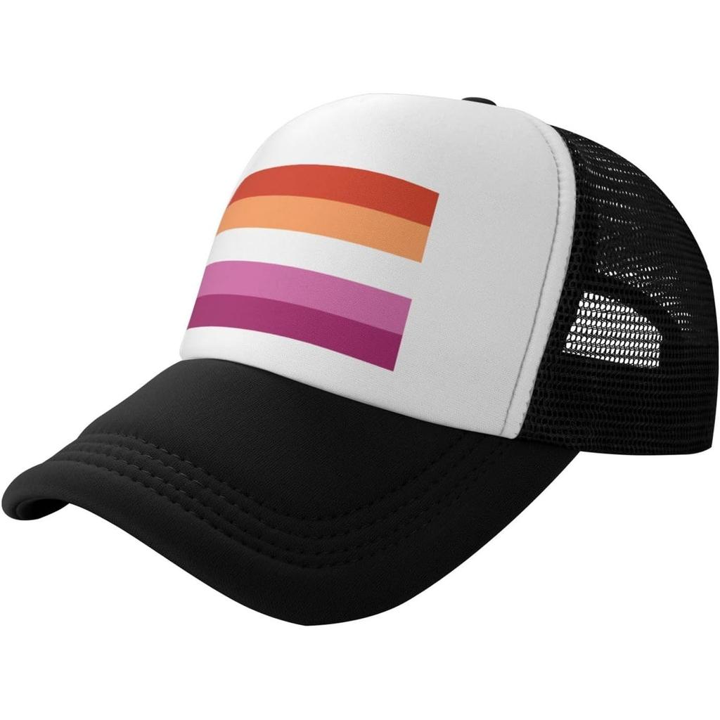 Lesbian Pride Flag Trucker Hat Breathable Mesh Snapback Cap Adjustable Unisex Outdoors
