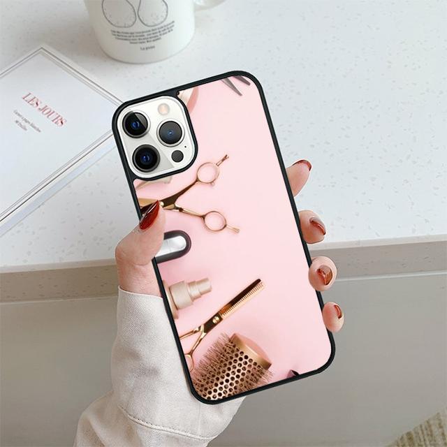 Hair Stylist Scissors Brush Switch Phone Case For iPhone 17 Air 14 15 16 13 12 Cover For Apple Pro Max Plus