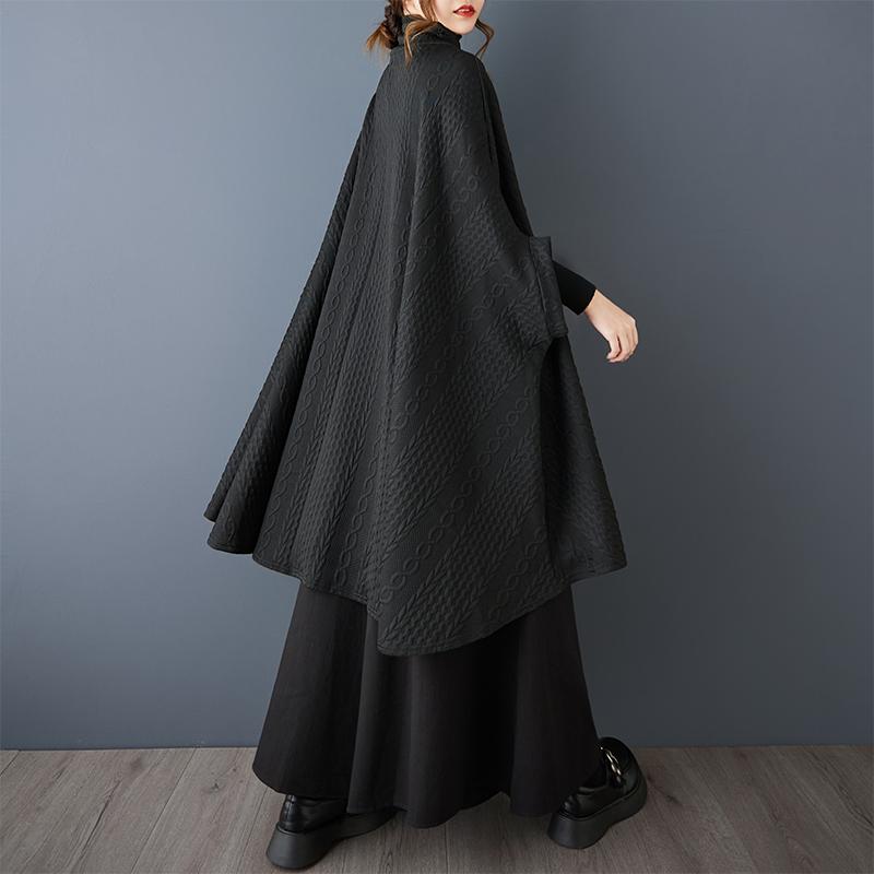 DIMANAF 2025 Podzim Zima Nadměrná velikost Košilové šaty Dámské Dlouhý rukáv Vintage Dámské Volné topy Pulovr Černá