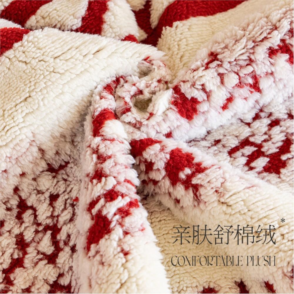 Vintage Winter Soft Home Decor Red Mats Fleece Universal Shaped One-Piece Non-Slip Fixed Sofa Cushion Throw Cover
