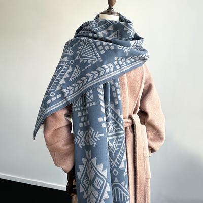 Geometrische Abstrakte Grafik High-End Kunst Damen Imitationskaschmir Warmer Schal Nischenpersönlichkeit Klimaanlagen-Schal