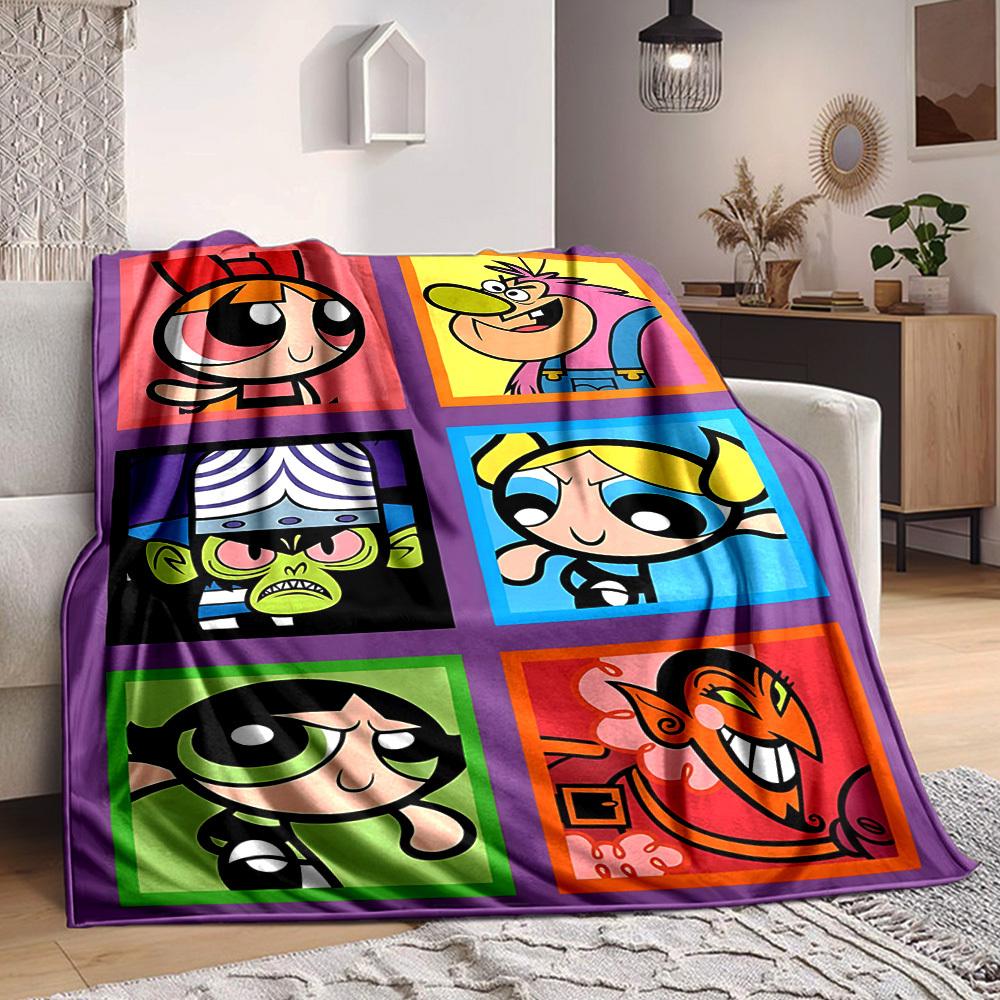 1PC Powerpuff Girls Blanket Soft Warm All Season Throw for Sofa, Bed, Car, Office Vibrant Colorful Design, Durable & Cozy Gift 80cm×120cm