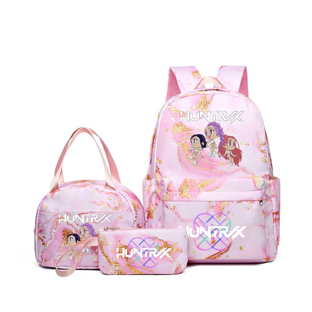 Kpop Witch Hunter Backpack Lunch Bag Pencil Case Set Student Animation Fashion School Bag Pencil Case Lunch Bag
