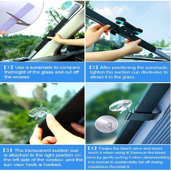 Car Retractable Windshield Visor Shutter Blinds,Car Sun Shades Cover, Front Window SUV Protector for Universal Motor Vehicles