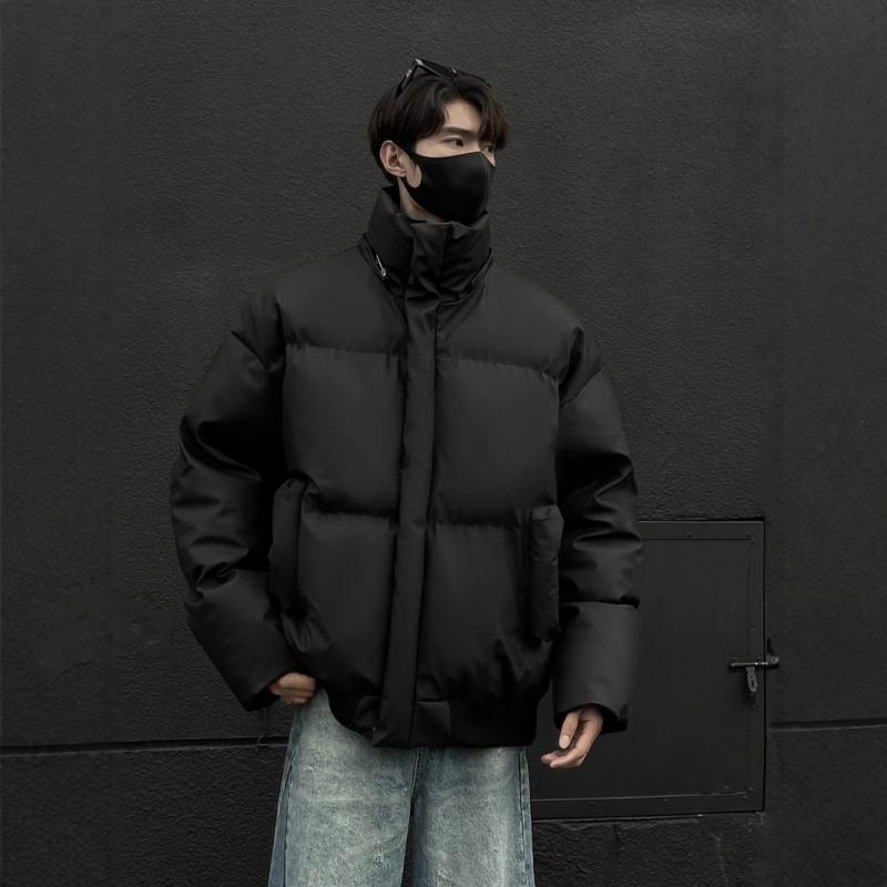 Detachable Faux Fur Hooded Puffer Jacket Men Women Winter Thick Warm PU Cotton Coat Couple Style
