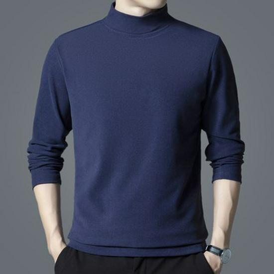 Woodpecker Men's Double-Brushed Long Sleeve Semi-High Collar Top for Autumn/Spring