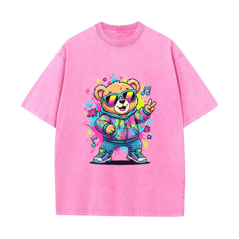 SX-26 MINISO 2026 Summer Vintage Wash Printed Pure Cotton Shoulder Style Men's and Women's Round Neck Short Sleeved Couple T-shirt