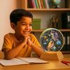 3D Astronaut Boy Crystal Ball Night Lamp with Wooden Base USB LED Table Light for Kids Room,gift
