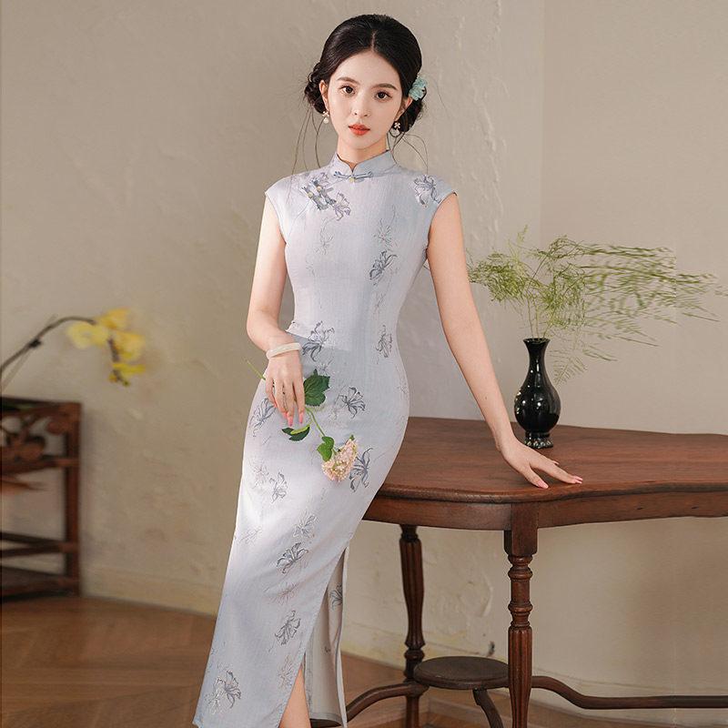 Kolsuz milli tarz yeni Çin günlük Suzhou uzun cheongsam geliştirilmiş genç 1011 yeni kadın yüksek kalite yaz