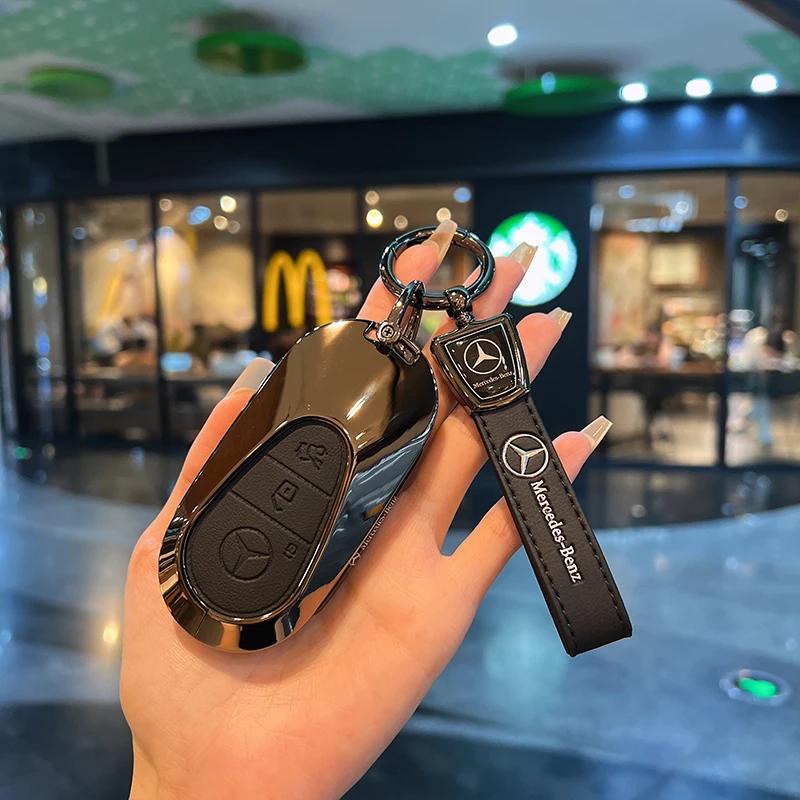 Suede Car Key Case Cover Protector Shell For Mercedes Benz C CLE E GLC S Class W206 X254 W214 W223 Remote Fob Shell Case HO1