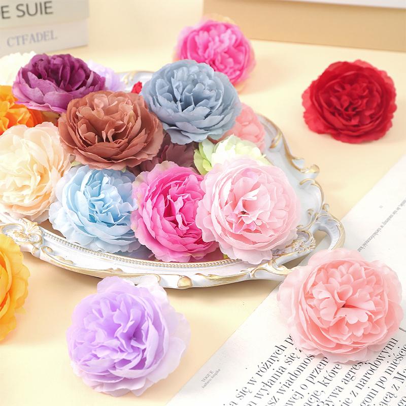 5/10Pcs 7.5cm Silk Peony Artificial Flowers Heads for Home Party Wedding Decor Accessories Garden Crafts Manual Christmas Wreath