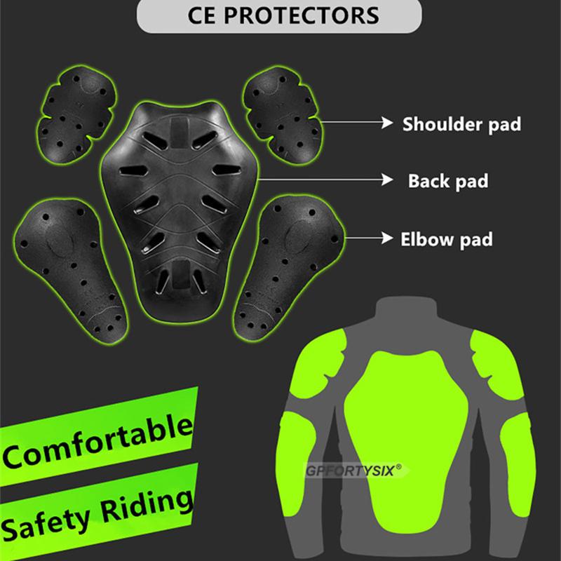 Level 2 CE Certification 5Pcs Padding Motorcycle Protective Gear Protector Body Armor Motobike Motor Jacket Remove Guards Equip