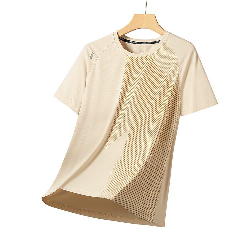 Men’s Summer Ice Silk Quick-Dry Loose Fit Short Sleeve T-Shirt 2XL абрикосовый