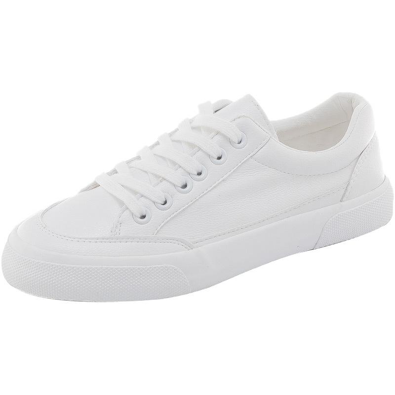 Autumn thin little white shoes women's new versatile leather flat white shoes soft baseplate shoes with skirt