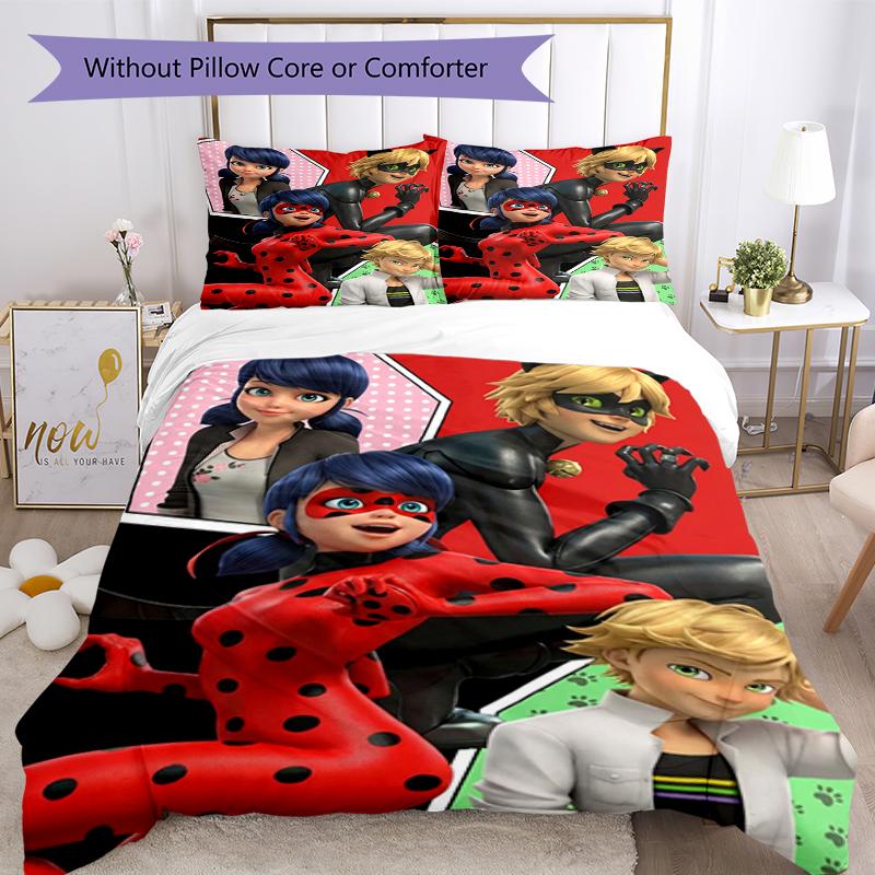 3-teiliges Miraculous Bettwäsche-Set Bettbezug mit Verschluss Enthält 1 Bettbezug & 2 Kissenbezüge, Weich und Bequem für Alle Jahreszeiten.
