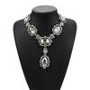 Exaggerated Alloy Glass Crystal Collarbone Chain, Elegant Gemstone Water Drop Necklace Trendy Jewelry For Women