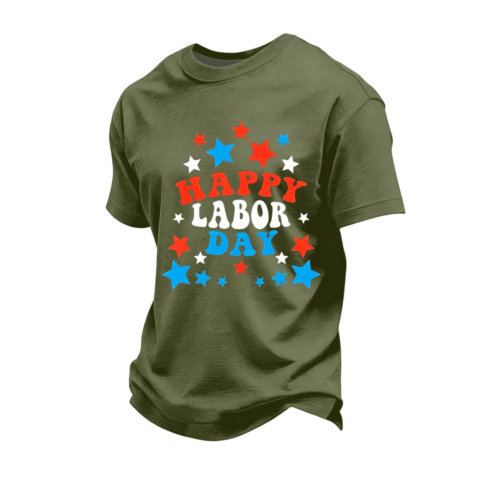 

Men s Loose Fit Casual Short Sleeve T-Shirt Labor Day Graphic Print Crew Neck Comfortable Top S