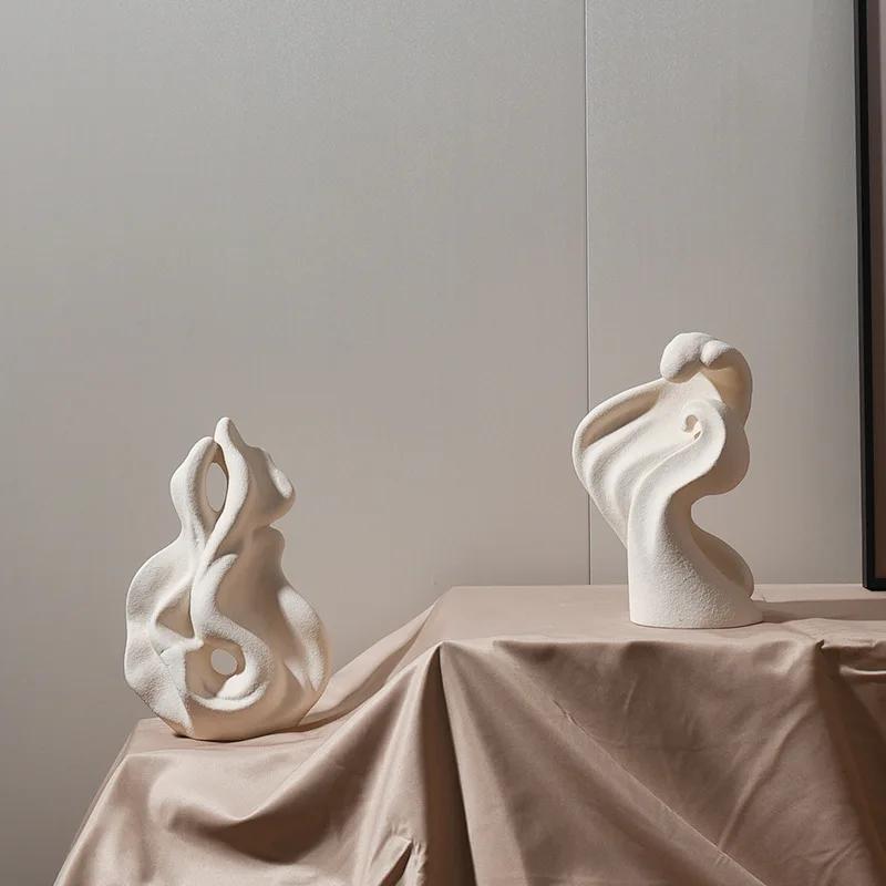 Ceramic Ornaments Abstract Hollow Curl Sculpture Modern Porcelain Artifact Decorative Figurines Room Decoration Accessories