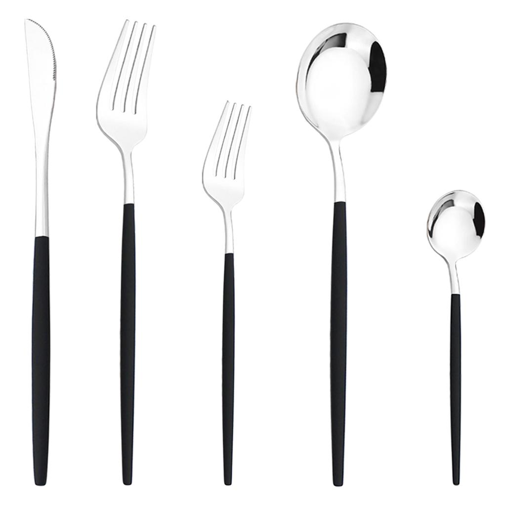 5Pcs Gold Dinnerware Set Stainless Steel Tableware Knife Dessert Fork Coffee Spoon Cutlery Flatware Western Kiechen Silverware