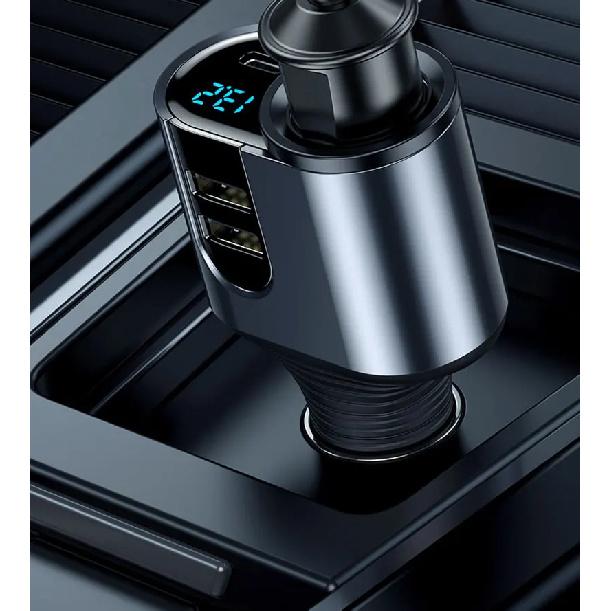 200W Car Charger Fast Charging Voltage Display USB 100W PD 30W 4 in 1 Dual 12V/24V Cigarette Lighter Splitter Power Adapter