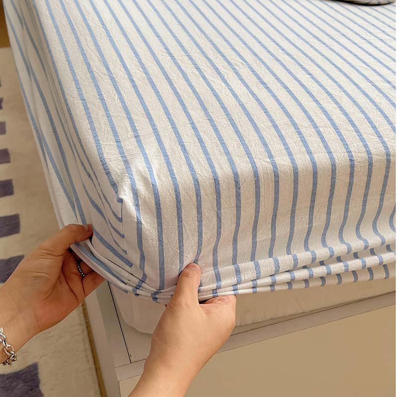 1PCS Sheet Pastoral Flower Fitted Sheet Non Slip Bedspread Washable Cotton With Elastic Band Mattress Cover (no Pillowcase)