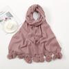 Hot-selling New Solid-color Hairball Imitation Cashmere Scarf In Autumn and Winter, Versatile Fashionable Velvet Thickened Fringed Warm Scarf