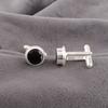 Schwarzer Onyx Edelstein 925 Sterlingsilber Handgefertigte Manschettenknöpfe 0,50" Geschenk für Freund CL-4-18