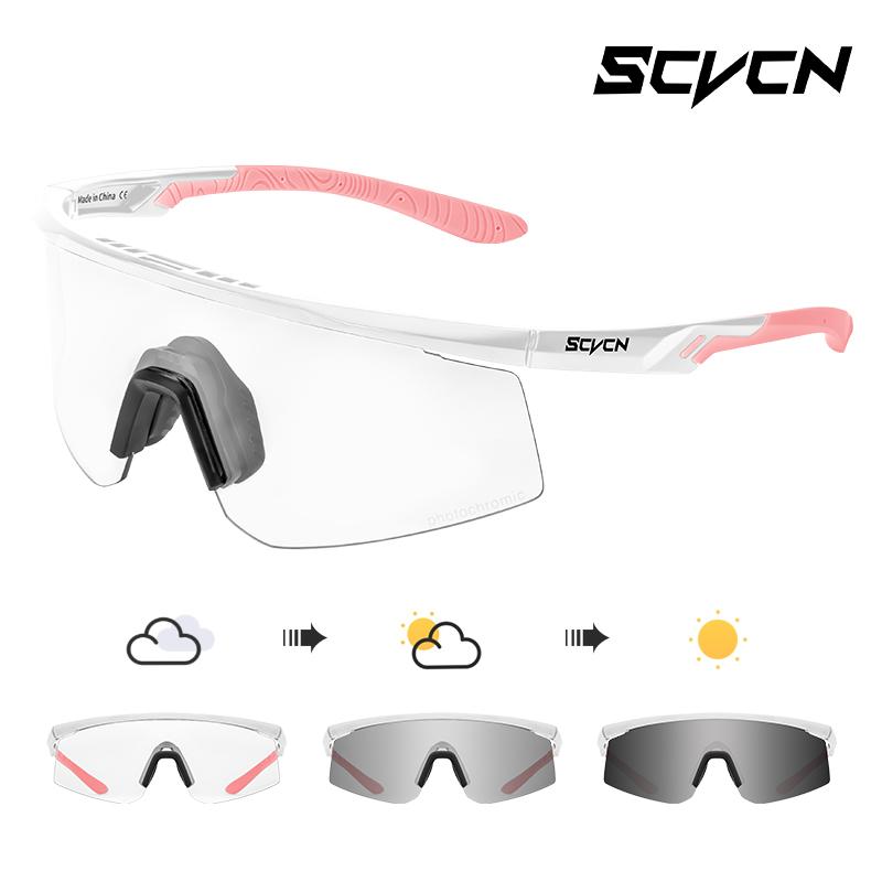 SCVCN Photochromic Sunglasses UV400 Cycling Glasses Bicycle Glasses Sports Men's MTB Road Bike Eyewear Protection Goggles UV400