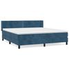 3130911 vidaXL Lit à sommier tapissier et matelas Bleu foncé 160x200cm Velours