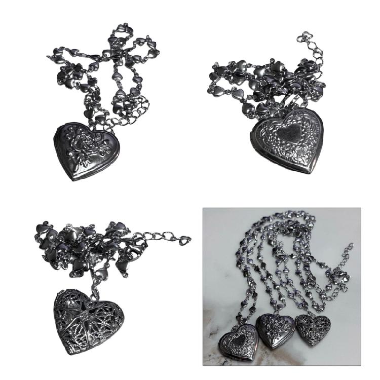Heart Locket Necklace Featuring Delicate Engravings Vintage Neck Jewelry Fashion Accessory for Modern and Retro Styles
