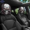 , Totenkopf mit Rissen Aufdruck Auto Kopfstützenbezüge, Innendekoration, Universell Passend, Waschbar, Einfach zu Installieren, Geeignet für Sel