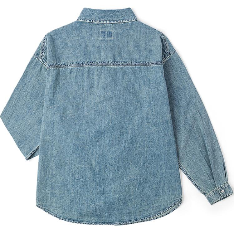 Versatile Washed Casual Denim Drop Shoulder Long Sleeve Shirt Men shirts Light-Blue LMT0078065FQ