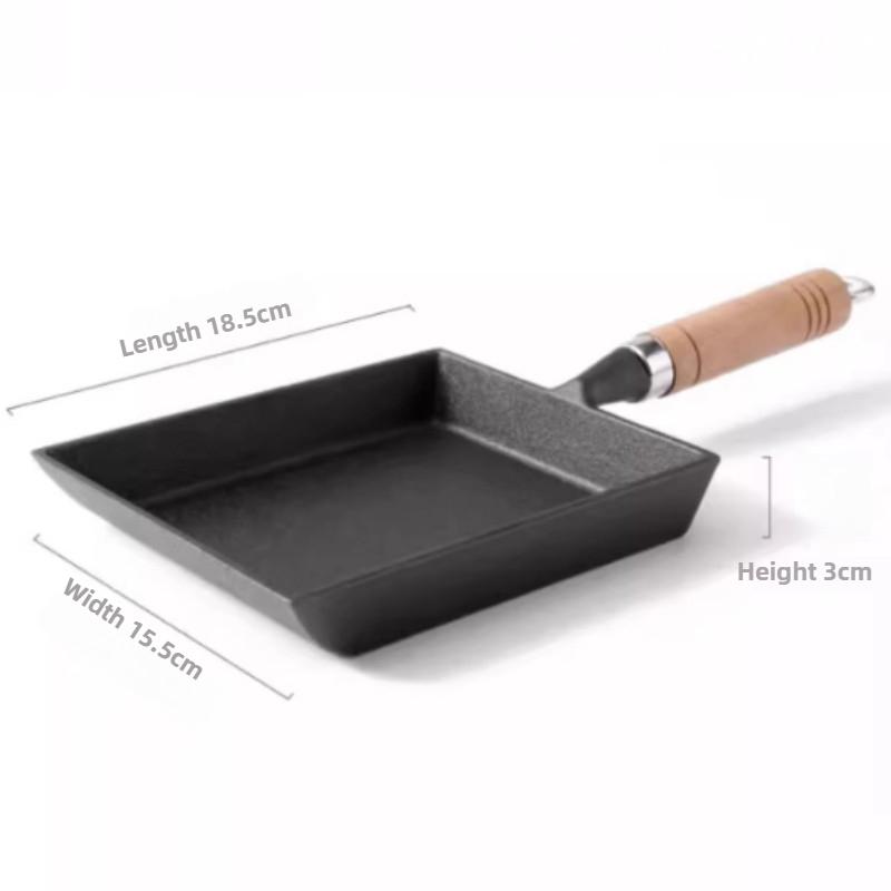 1Pc Cast Iron Pan Frying Tamagoyaki Omelette Black Non Stick Pan Fry Egg Pancake Kitchen Pot Cover Gas Cooker Induction