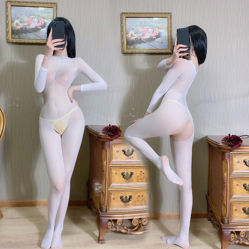 Female Jumpsuit Mesh Clothing Sheer Bodysuit Lace Crotchless Lingerie Thigh High See Through Transparent Fishnet Elastic Pajamas